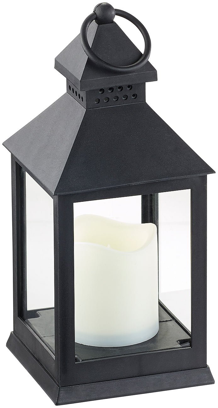 Lunartec Licht-Dekoration Sturmlaterne LED Timer 2er-Pack schwarz