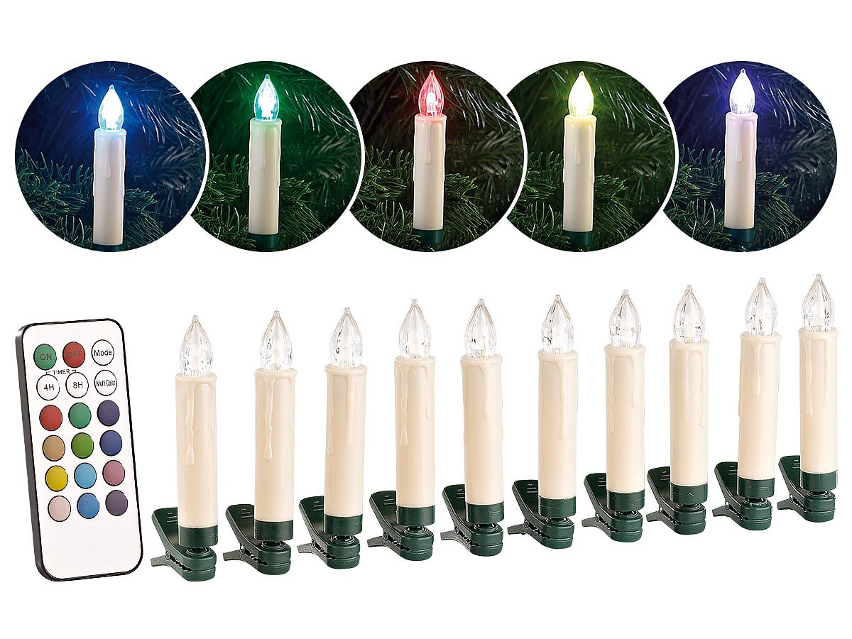 Lunartec Licht-Dekoration Baumkerzen RGB 20er-Set Timer