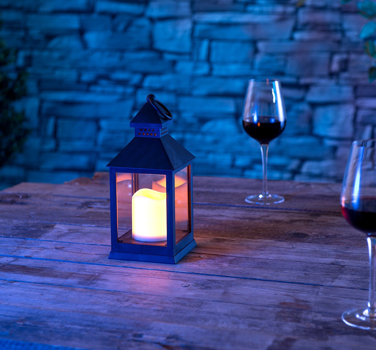 Lunartec Licht-Dekoration Grablaterne LED mit Timer schwarz
