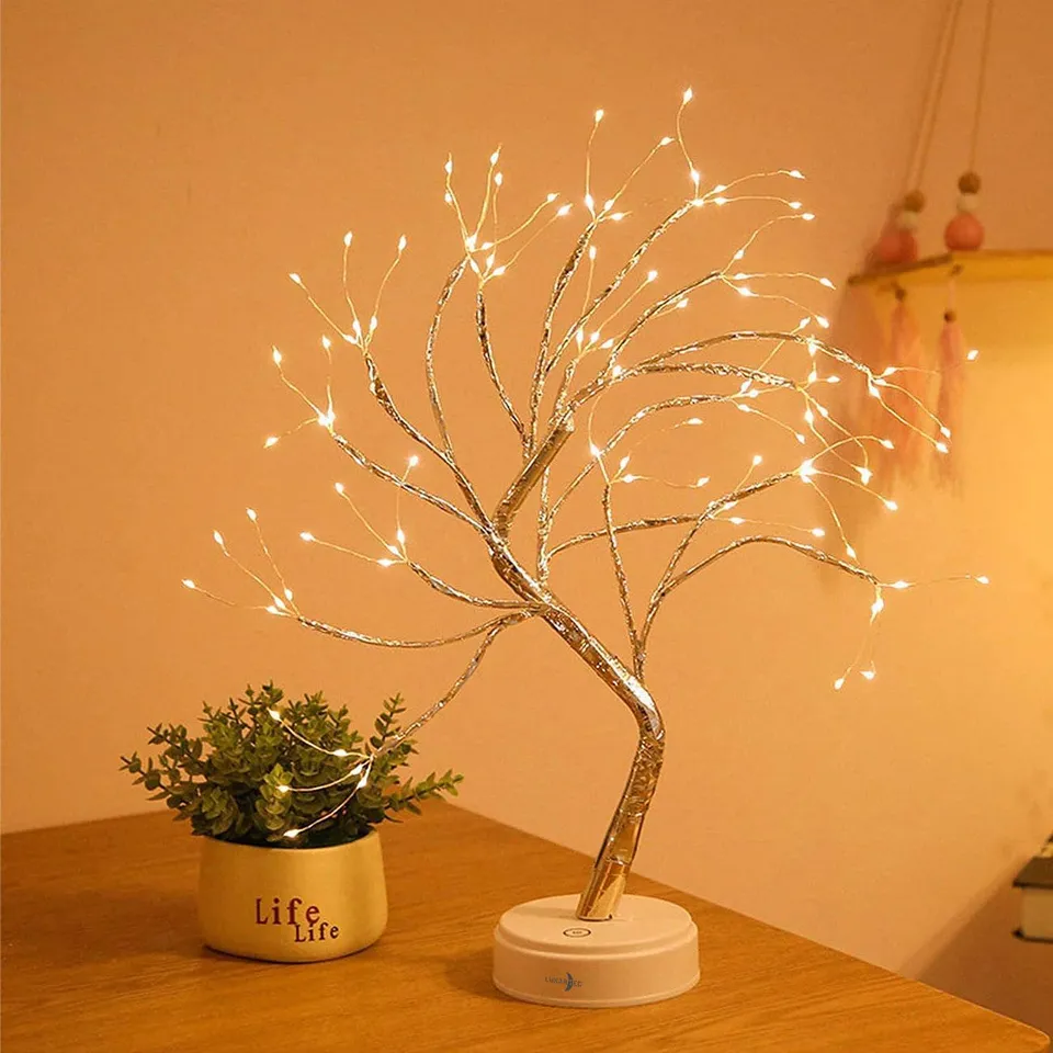 Lunartec Licht-Dekoration LED-Lichterbaum gold 53 cm 108 LEDs mit USB