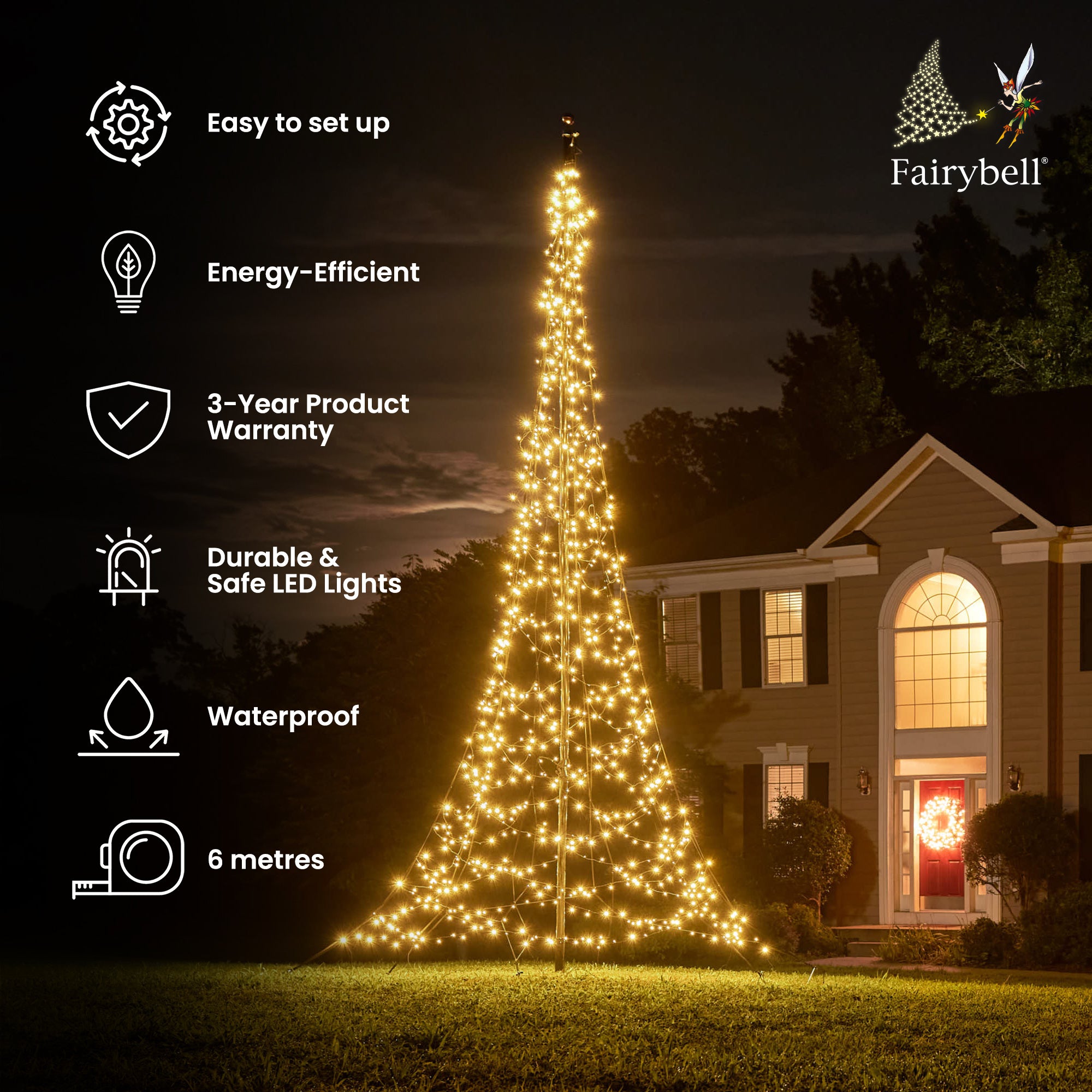 Fairybell Standard Lichterbaum 6 m 900 LED Warmweiß