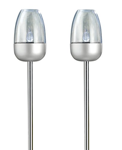 Bonetti Gartenfackel Solar 2er Set Edelstahl gelb 112 cm