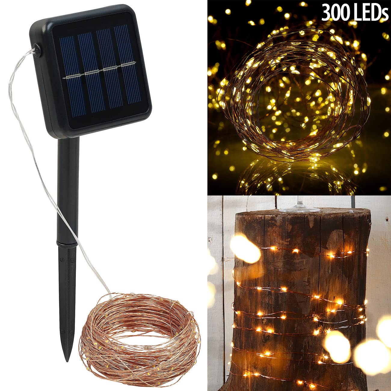 Lunartec Licht-Dekoration Solar-Drahtlichterkette 32m warmweiß
