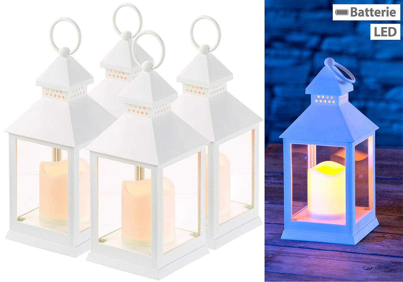 Lunartec Licht-Dekoration LED-Laterne 4er-Pack weiß mit Timer