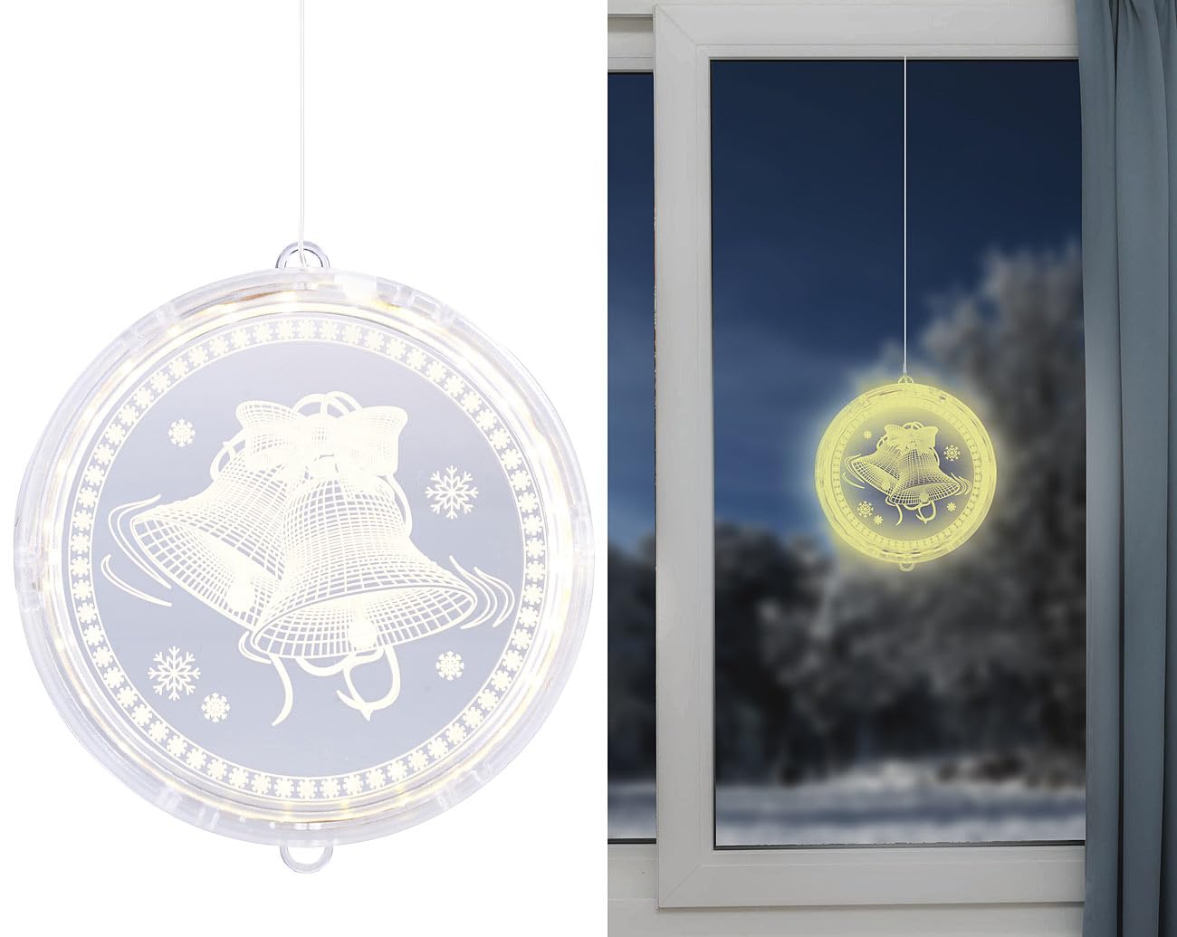 Lunartec Licht-Dekoration LED Fensterbild Glocke 16 cm