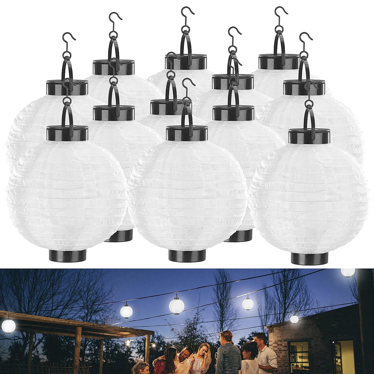 Lunartec Licht-Dekoration Solar-LED-Lampion 12er-Set warmweiß