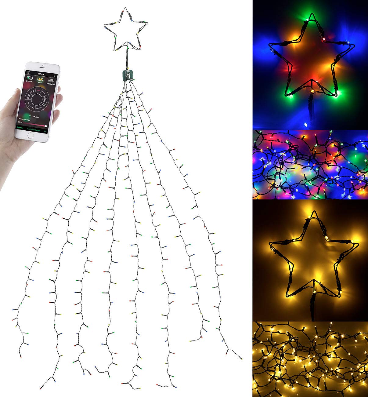 Lunartec Licht-Dekoration Weihnachtsbaum-Überwurf 320 LEDs App
