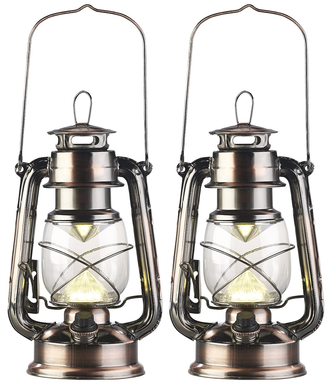 Lunartec Taschenlampen LED-Sturmlampe 2er Bronze warmweiß