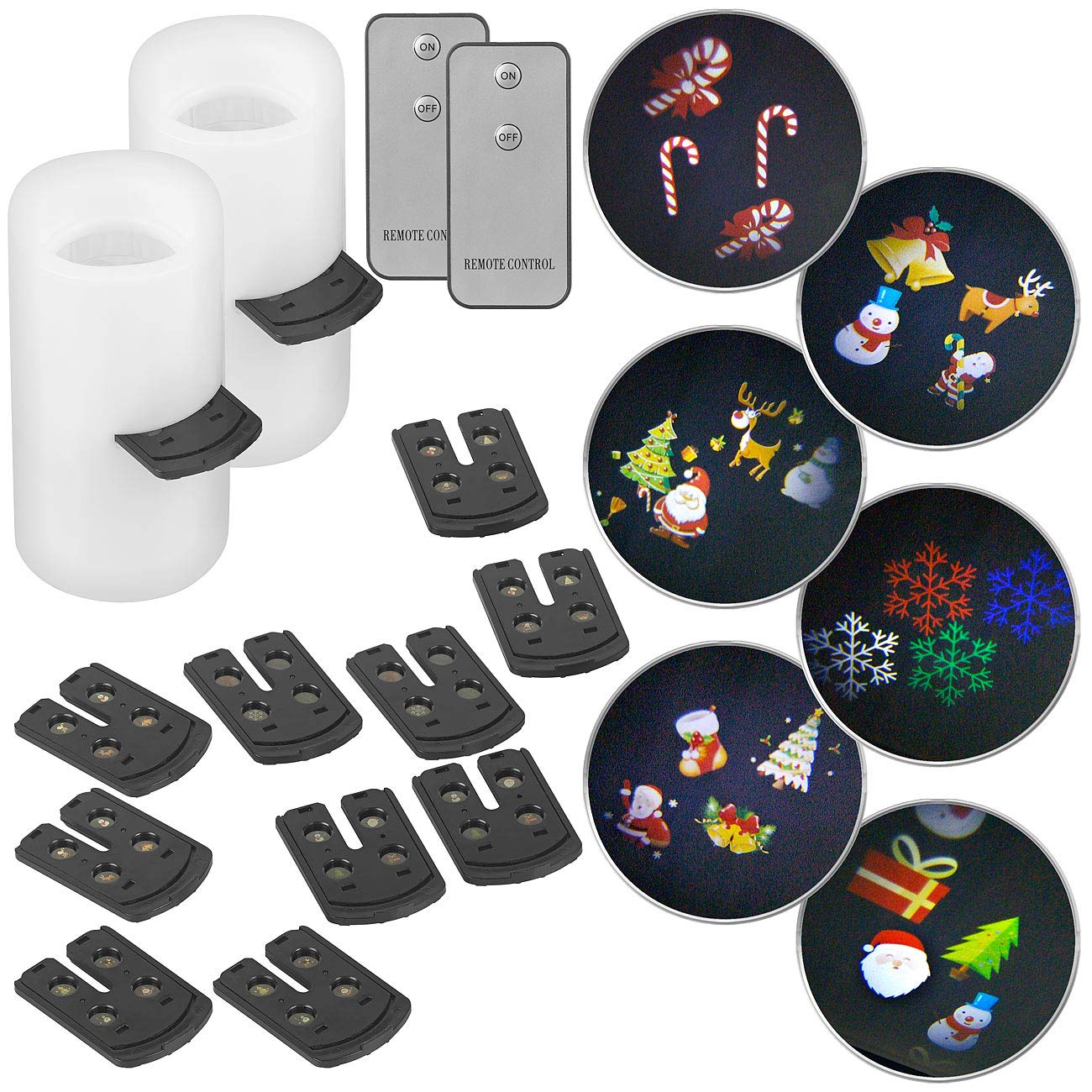 Lunartec Licht-Dekoration Projektionskerze 2er Set 24 Motive