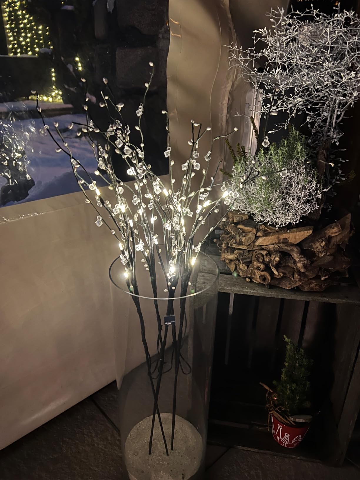Lunartec Licht-Dekoration LED-Dekozweig 5er-Set warmweiß Timer