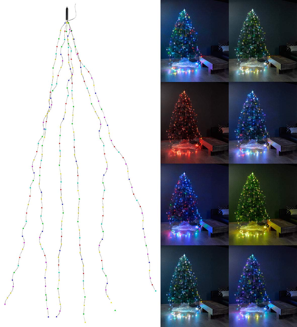 Lunartec Licht-Dekoration Christbaum-Lichterkette bunt 240 LEDs