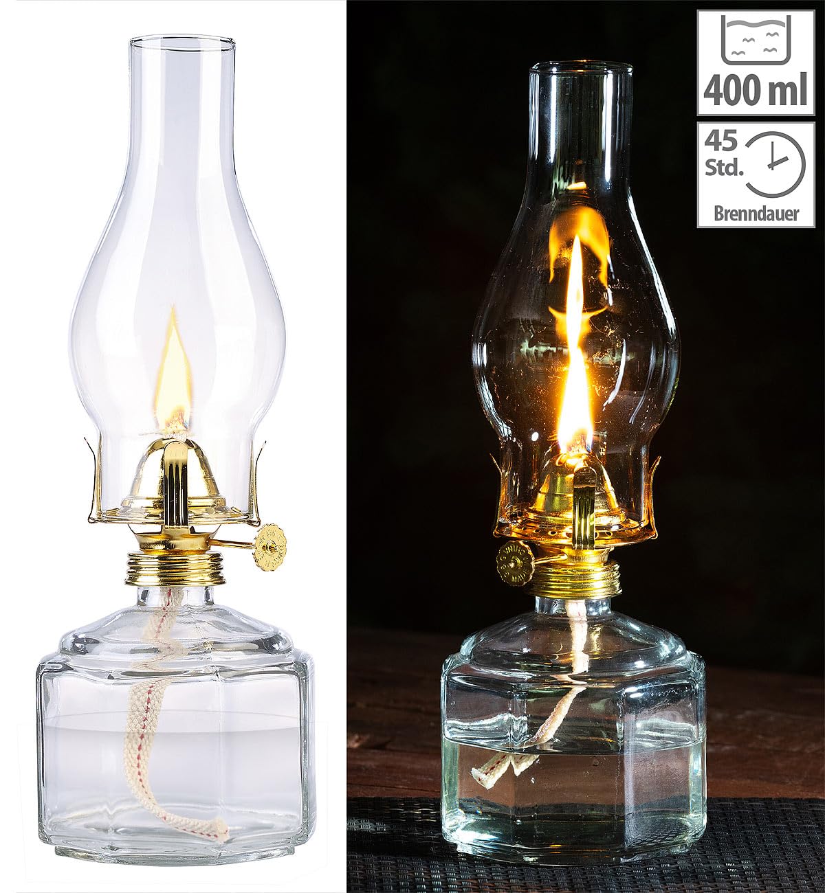 Lunartec Taschenlampen Petroleum-Sturmlaterne 28cm 2er-Set
