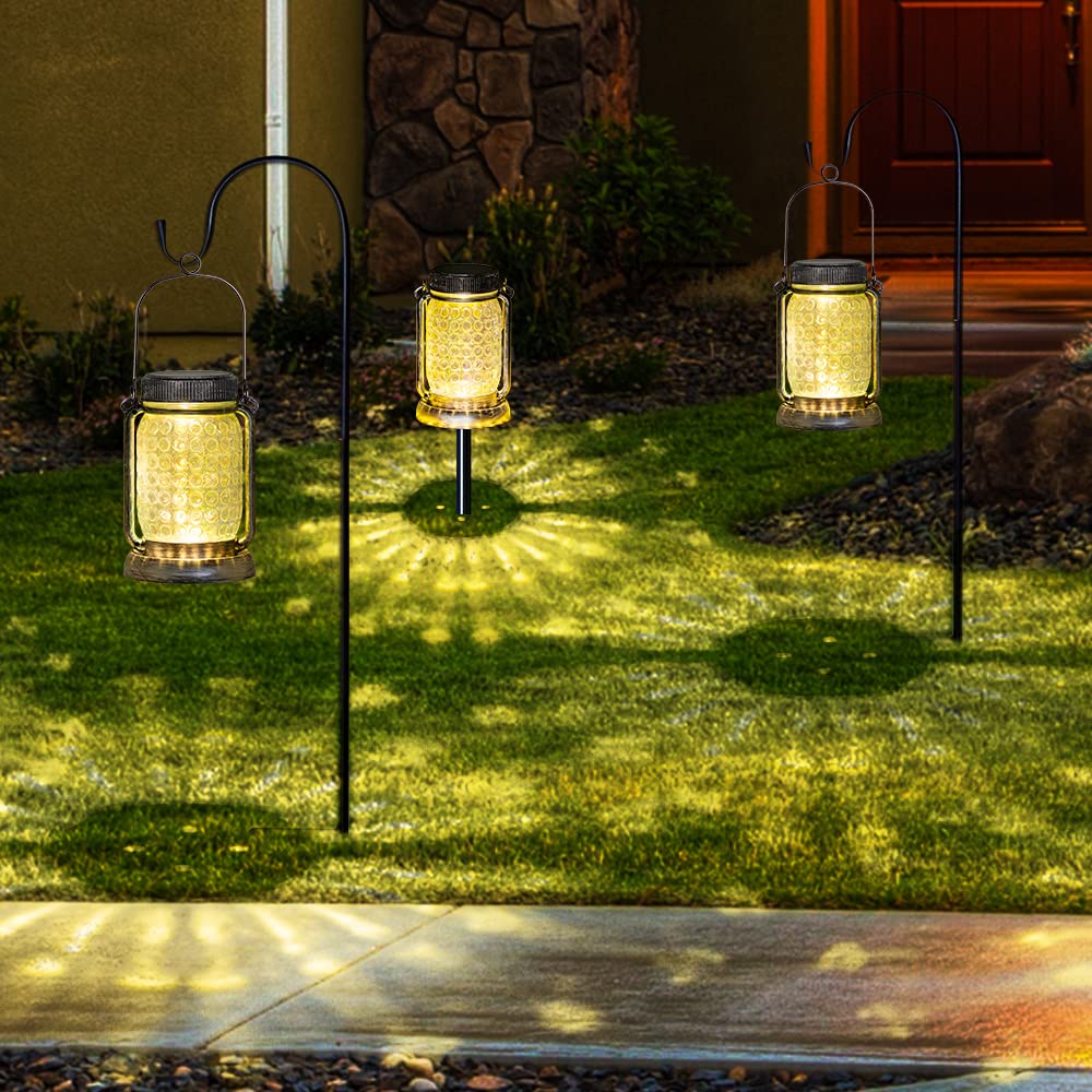 Bxroiu Solar Laterne Glas warmweiß 2er-Set mit Erdspieß