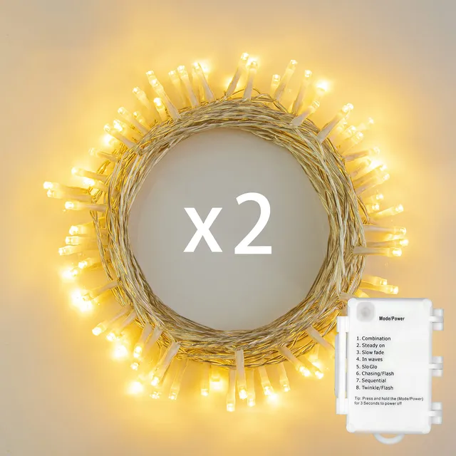 Koopower Battery Operated Fairy Lights Lichterkette warmweiß 2er-Pack