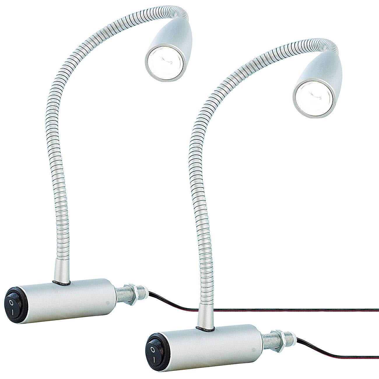 Lunartec Innenbeleuchtung 2er Bettleuchte Schwanenhals 45cm