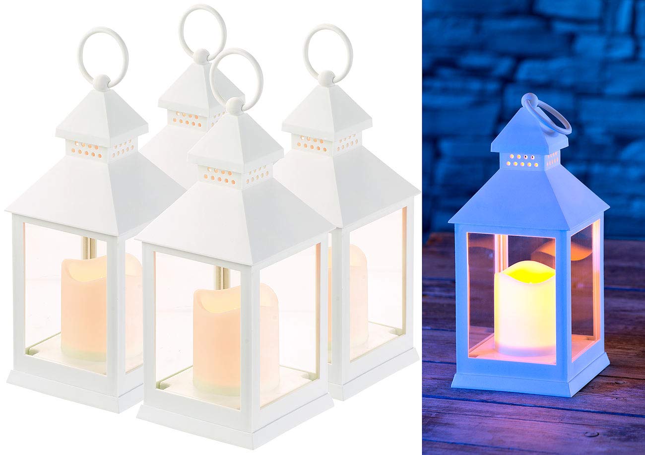 Lunartec Licht-Dekoration LED-Laterne 4er-Pack weiß mit Timer