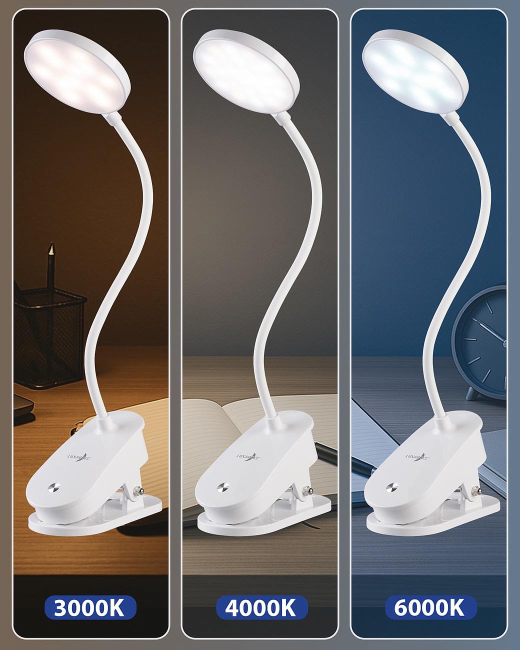 Lunartec Innenbeleuchtung Leselampe Akku Klemm 2er-Set 238 lm