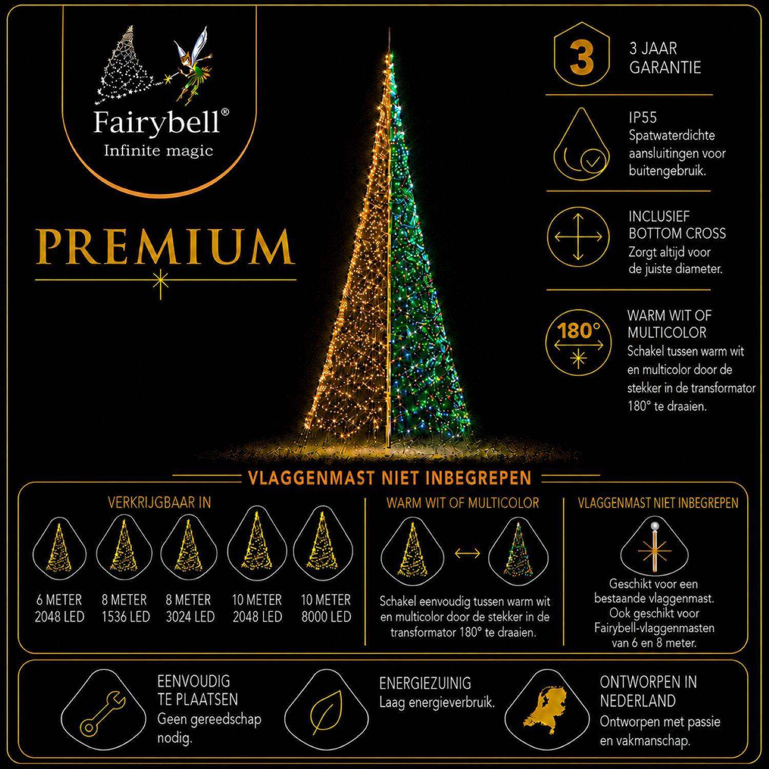 Fairybell Premium Lichtnetz 10m 2048LED Luminous Switch