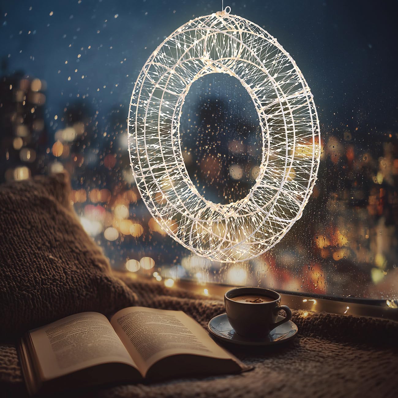 Lunartec Licht-Dekoration 3D LED-Lichterkranz 58cm warmweiß
