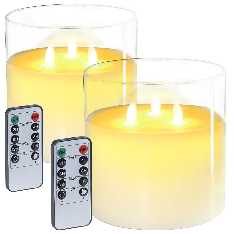 Lunartec Licht-Dekoration LED-Echtwachskerzen 2er-Set warmweiß