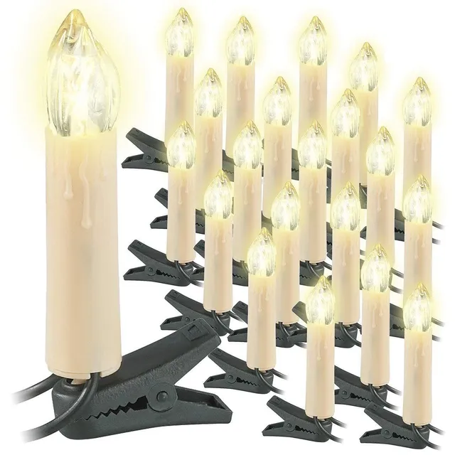 Lunartec Licht-Dekoration LED-Weihnachtsbaumkette 20 Kerzen warmweiß