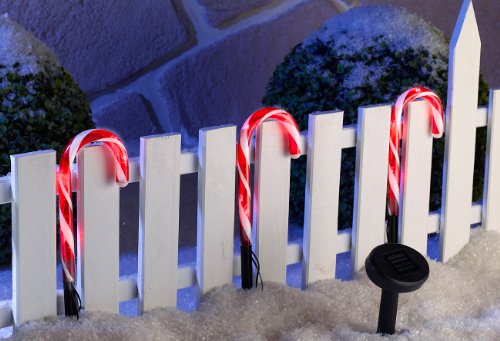 Lunartec Licht-Dekoration Zuckerstangen Solar 3er-Set LED
