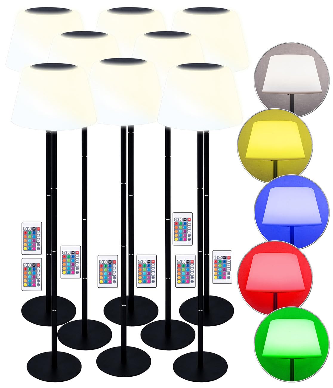 Lunartec Außenbeleuchtung Solar-Tischleuchte RGB 8er-Set 400 lm