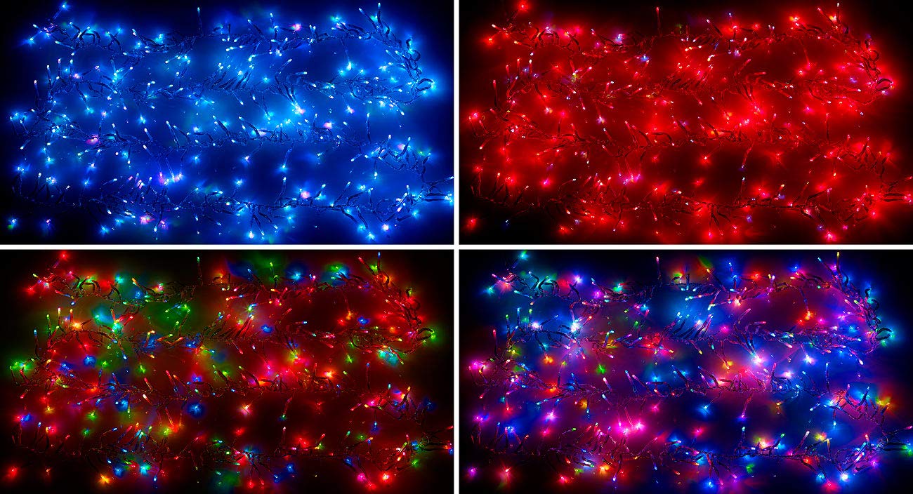Lunartec Licht-Dekoration Büschel-Lichterkette 300 LEDs bunt 8 m
