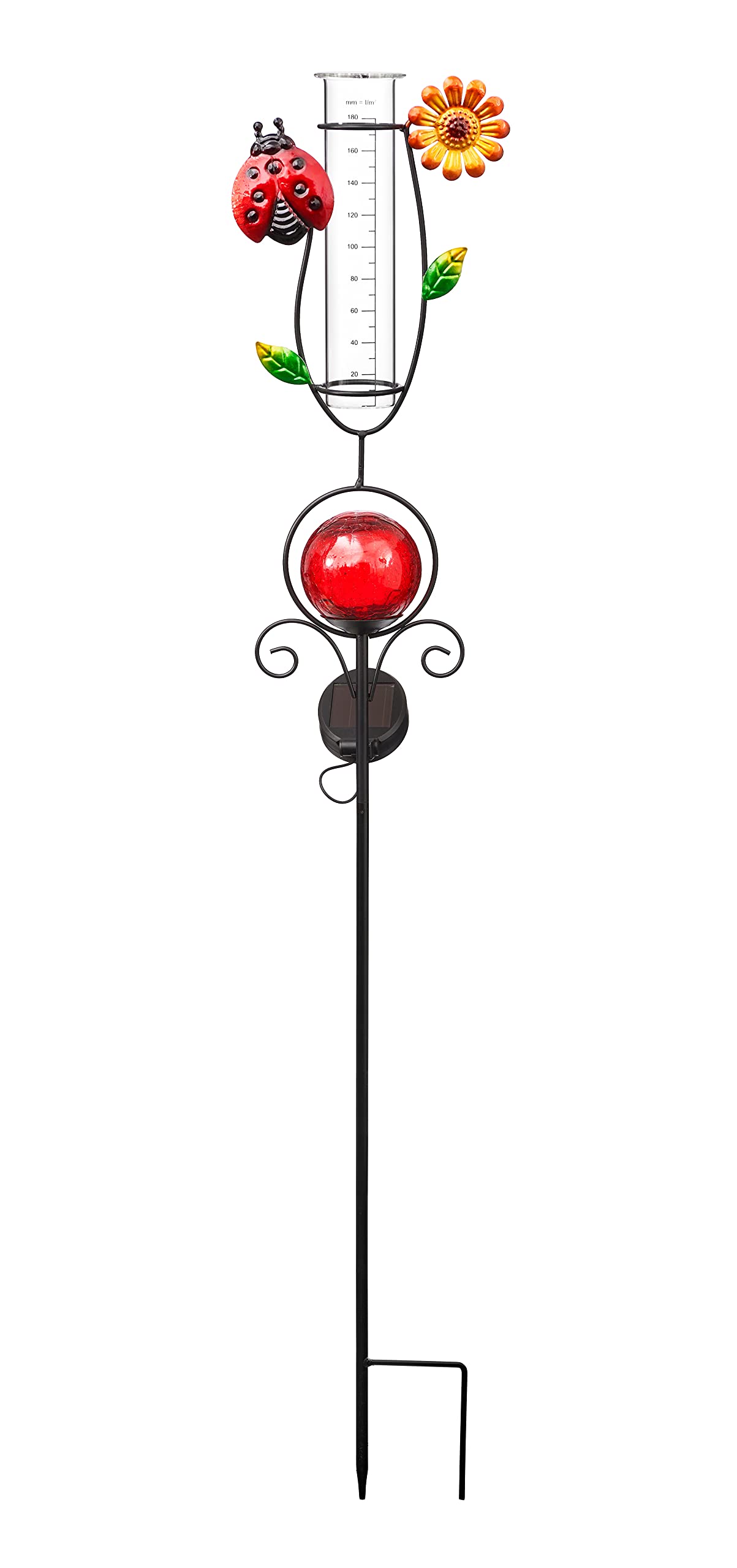 Bonetti Solar Lights Regenmesser LED rot Schmetterling 93 cm