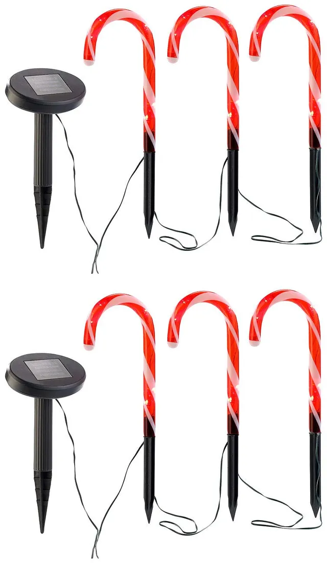 Lunartec Licht-Dekoration Solar-Zuckerstangen 6er-Set IP33