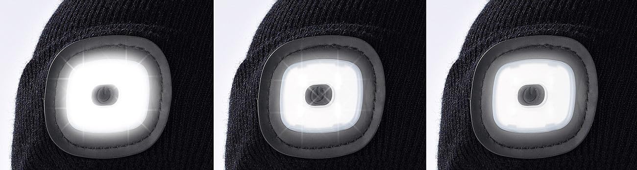 Lunartec LED Mütze Kinder schwarz Strickmütze mit Licht 4 LEDs