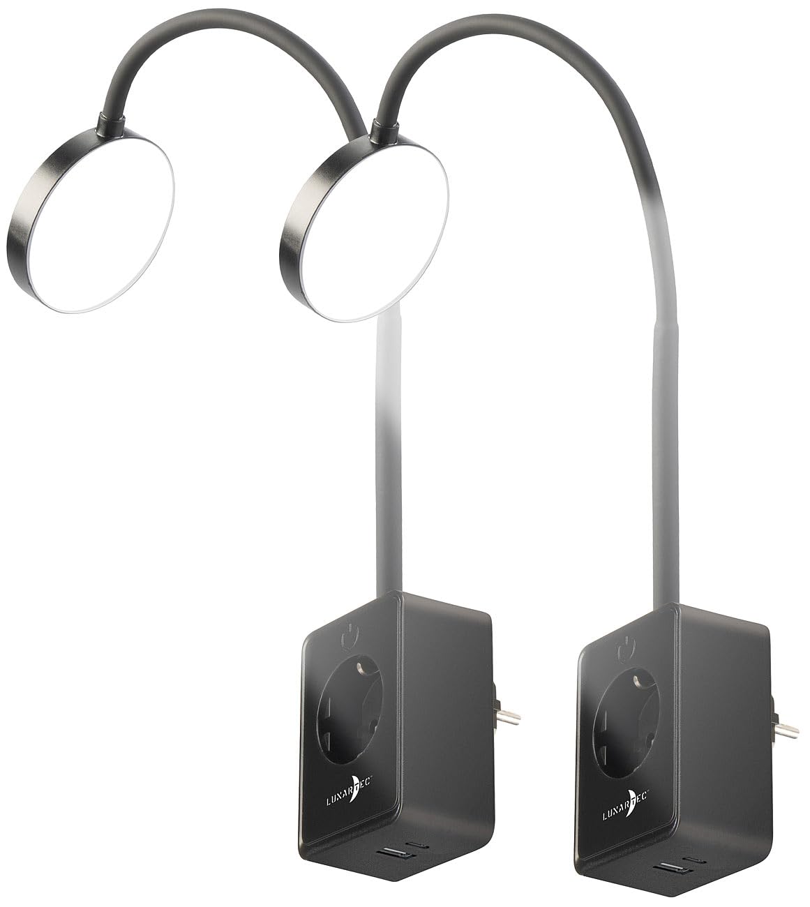 Lunartec Innenbeleuchtung Steckerleuchte 2er-Set schwarz mit USB