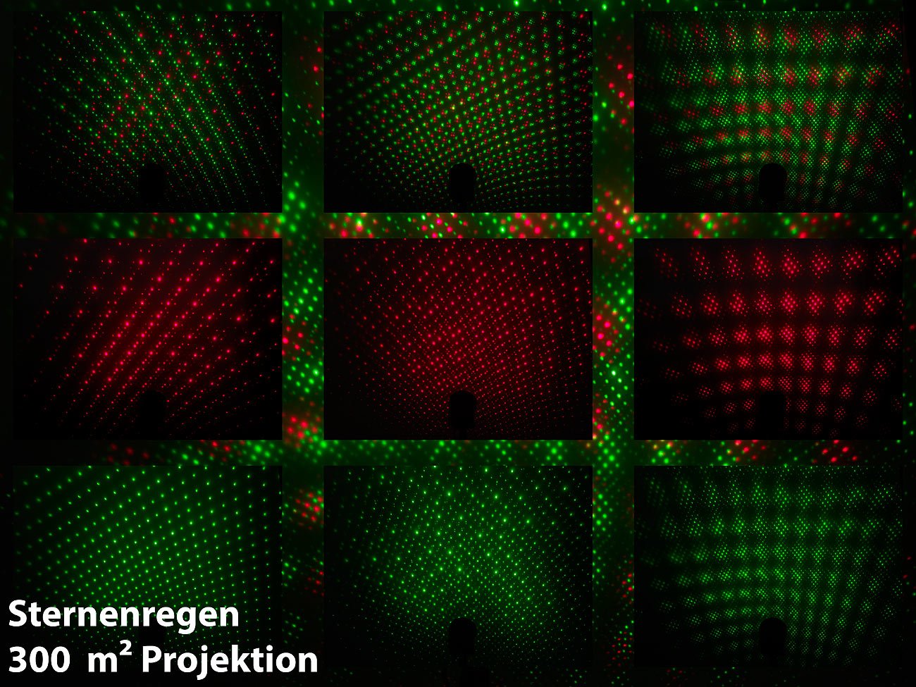 Lunartec Licht-Dekoration Star Shower LP-320 Laser-Projektor rot grün
