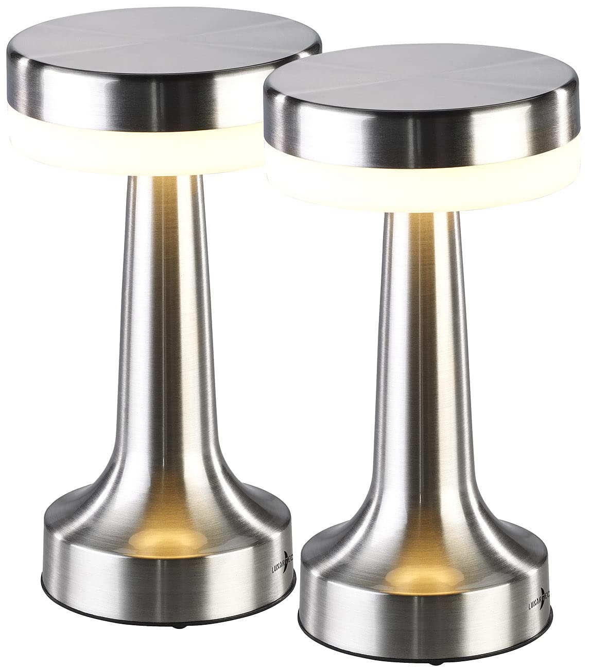 Lunartec Innenbeleuchtung LED-Akku-Tischleuchte 2er-Set silbern 4000K