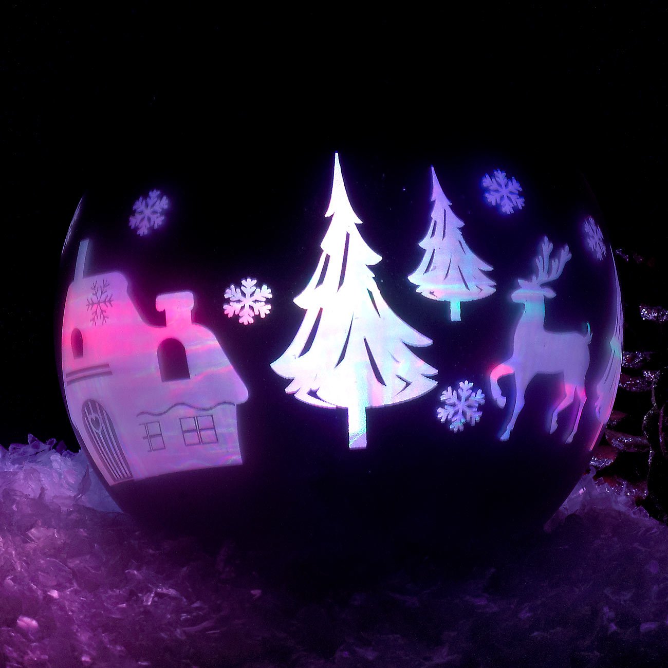 Lunartec Licht-Dekoration LED Weihnachtskugeln 8 cm 4er-Set Farbwechsel
