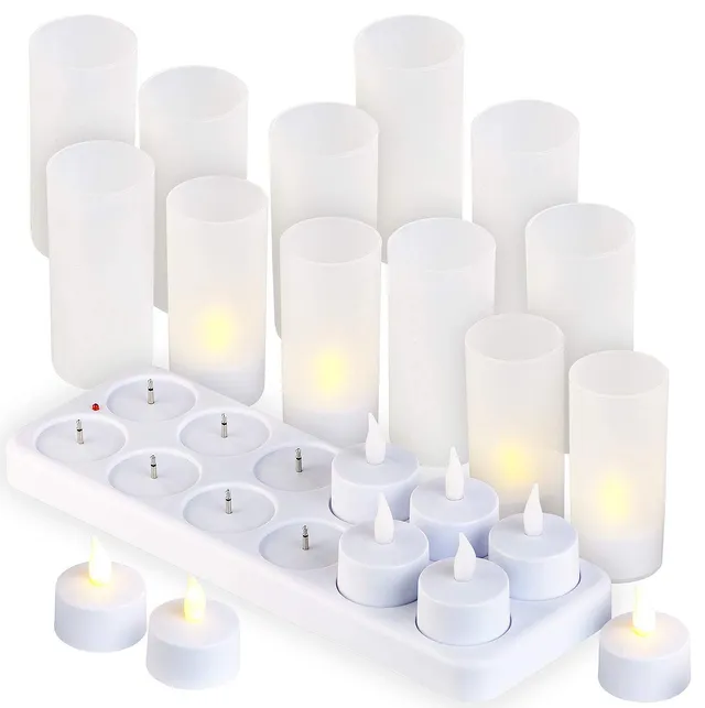 Lunartec Licht-Dekoration LED Kerzen aufladbar 12er-Set warmweiß