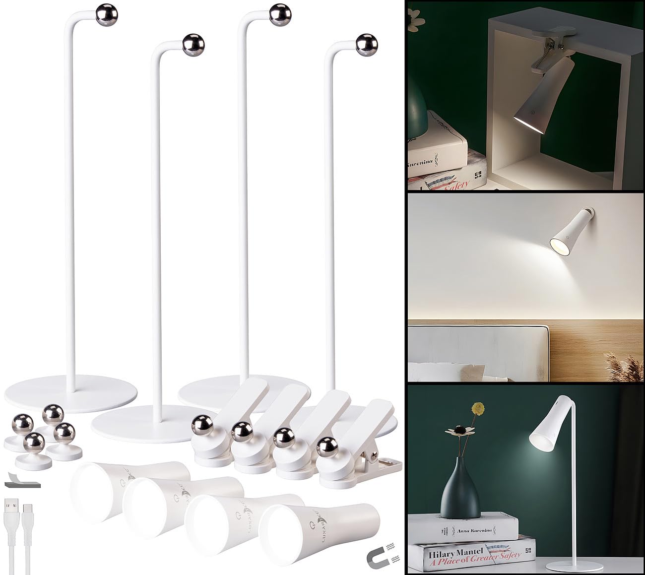Lunartec Taschenlampen 4in1 Tischlampe weiß 4er-Set 150 lm