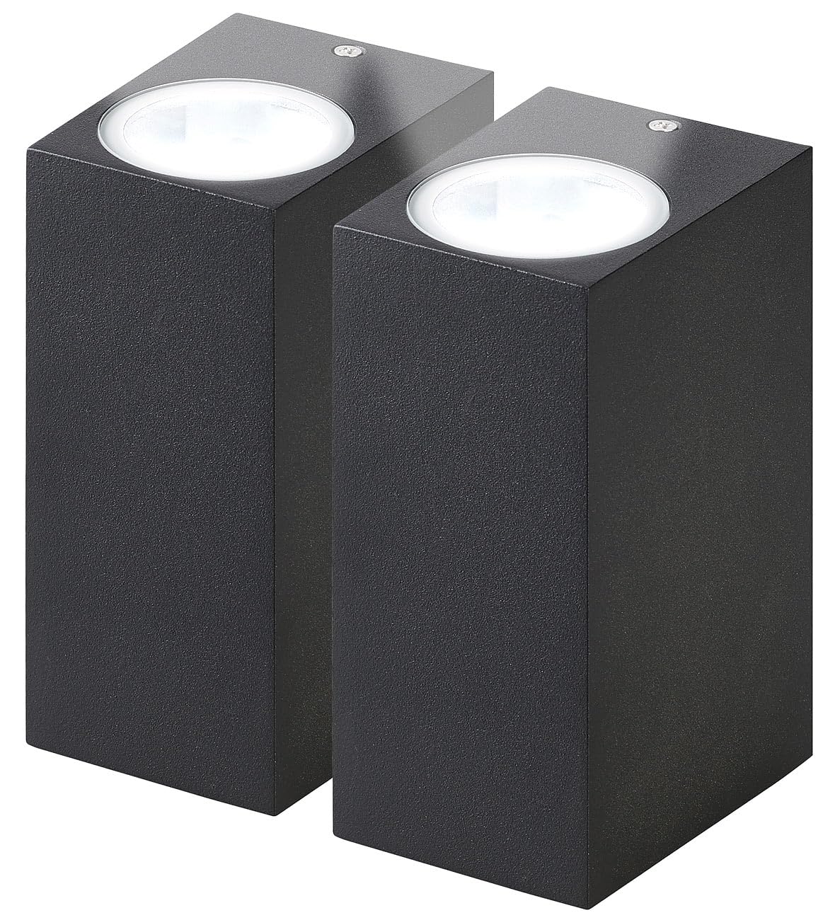 Lunartec Leuchtmittel Up-Down-Wandleuchte eckig GU10 schwarz 2er