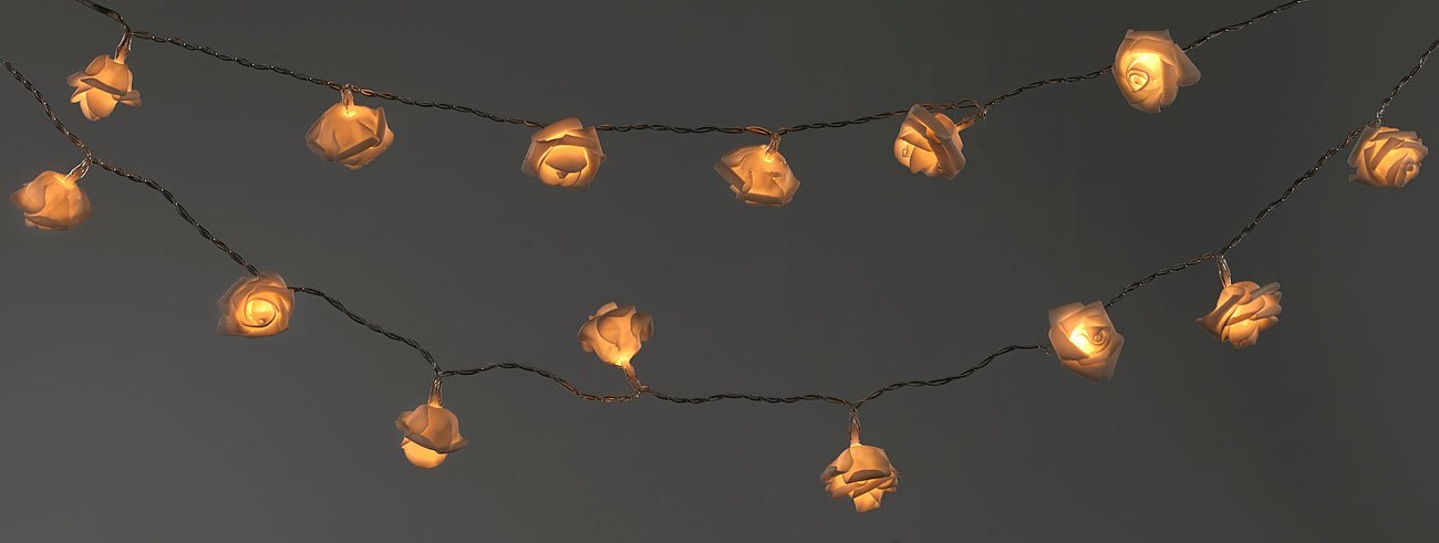 Lunartec Licht-Dekoration Solar Rosen Lichterkette 4m warmweiß