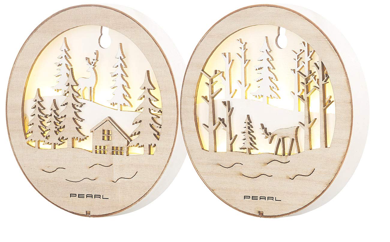Lunartec Innenbeleuchtung Holzbilder LED warmweiß 4er-Set