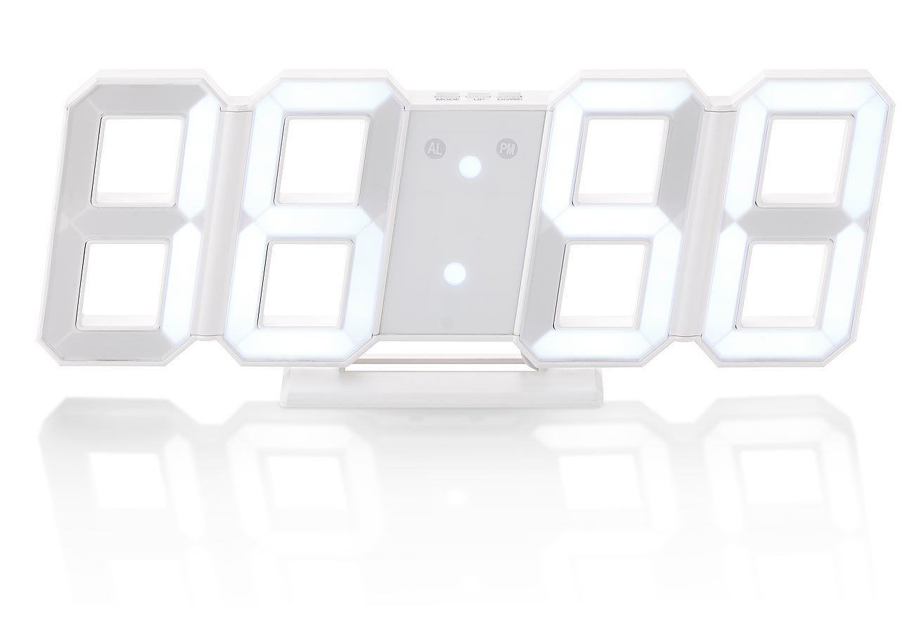 Lunartec LED-Uhren Jumbo-Digitaluhr Wand 28 cm mit Wecker