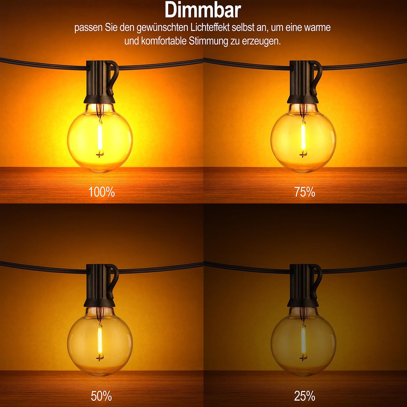 Lunartec Licht-Dekoration G40 Lichterkette 30m warmweiß 2er-Set