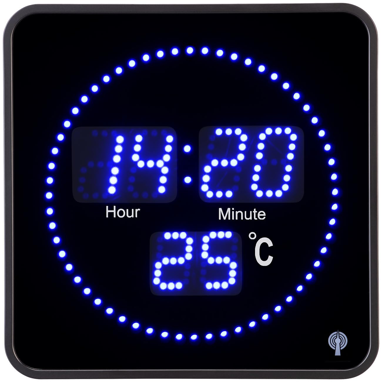 Lunartec LED-Uhren Funk-Wanduhr digital Temperatur blaue LEDs