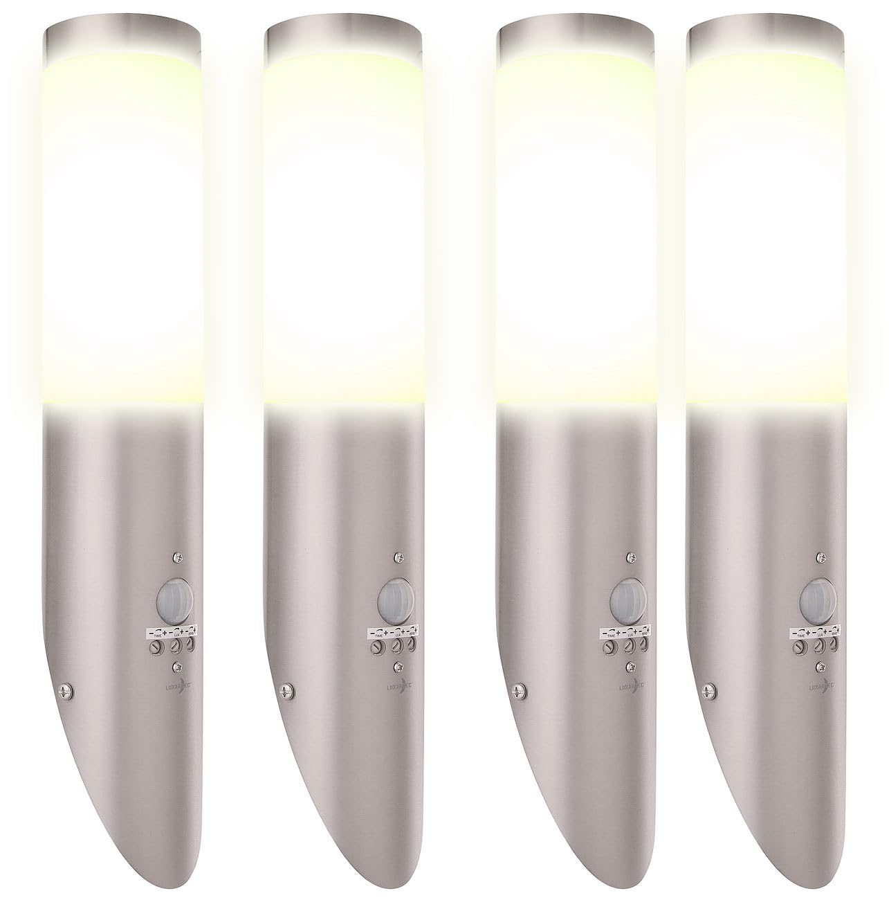 Lunartec Außenbeleuchtung 4er Außen-Wandlampe Edelstahl IP65 E27