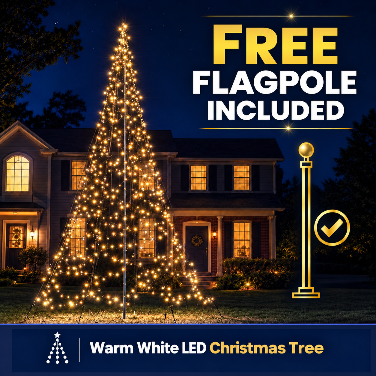 Fairybell Standard 2 m Lichterkette 300 LED warmweiss Mast
