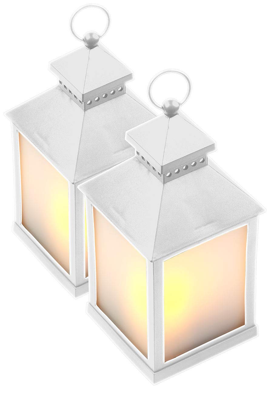 Lunartec Außenbeleuchtung LED-Laterne Flamme weiß 2er-Pack