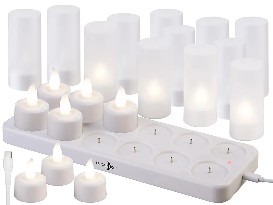 Lunartec Licht-Dekoration LED-Teelichter warmweiß 12er-Set Timer
