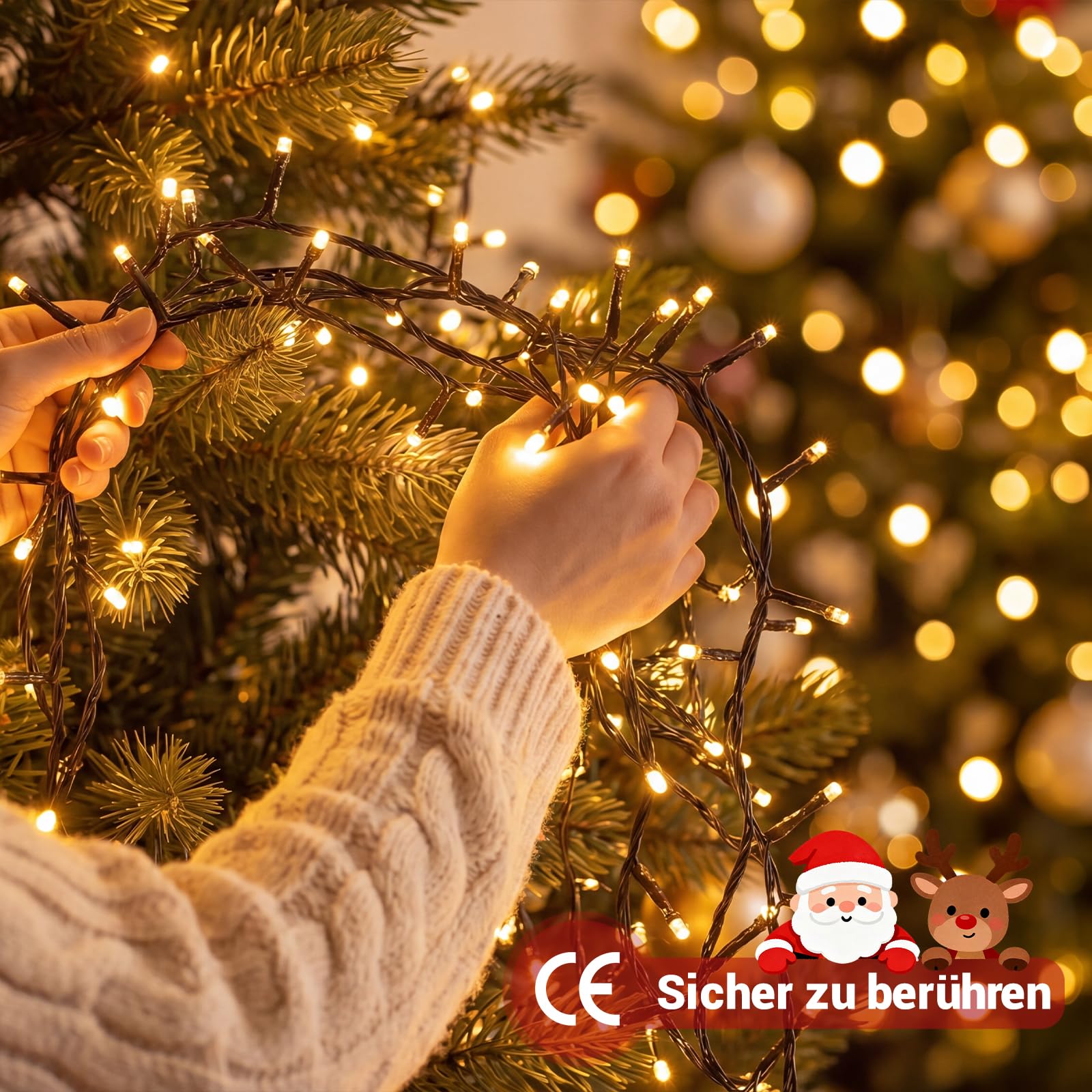 elktry Cluster Lichterkette 10 m 1000 LED warmweiß
