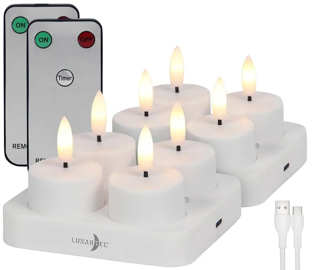 Lunartec Licht-Dekoration LED-Teelichter Akku 8er-Set mit Timer