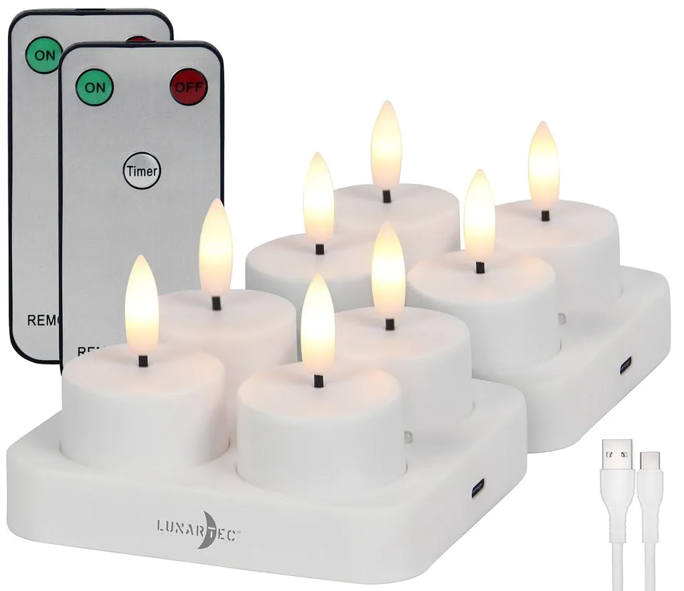 Lunartec Licht-Dekoration LED-Teelichter Akku 8er-Set mit Timer